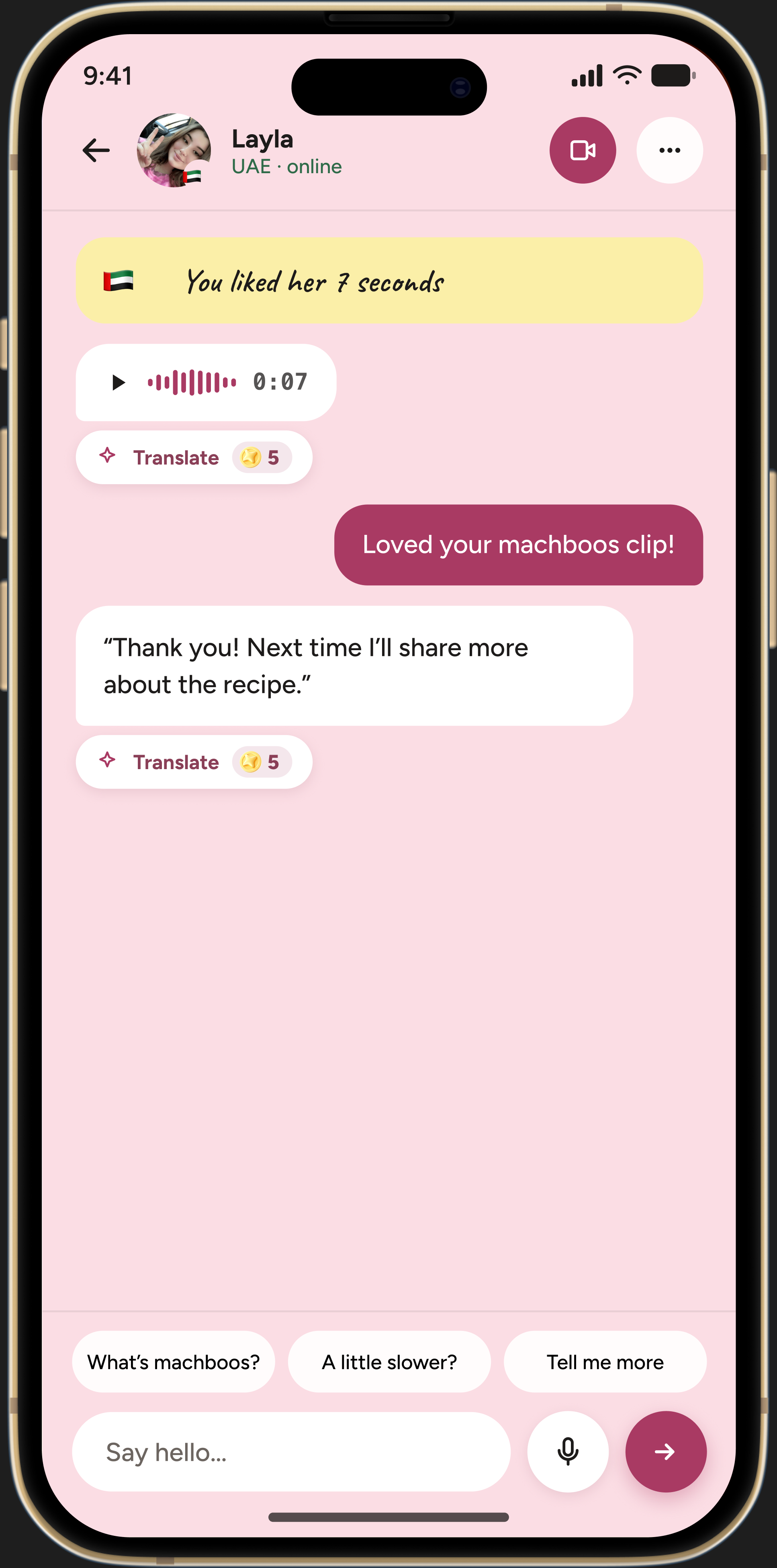 OiVox chat screen from the promotional design