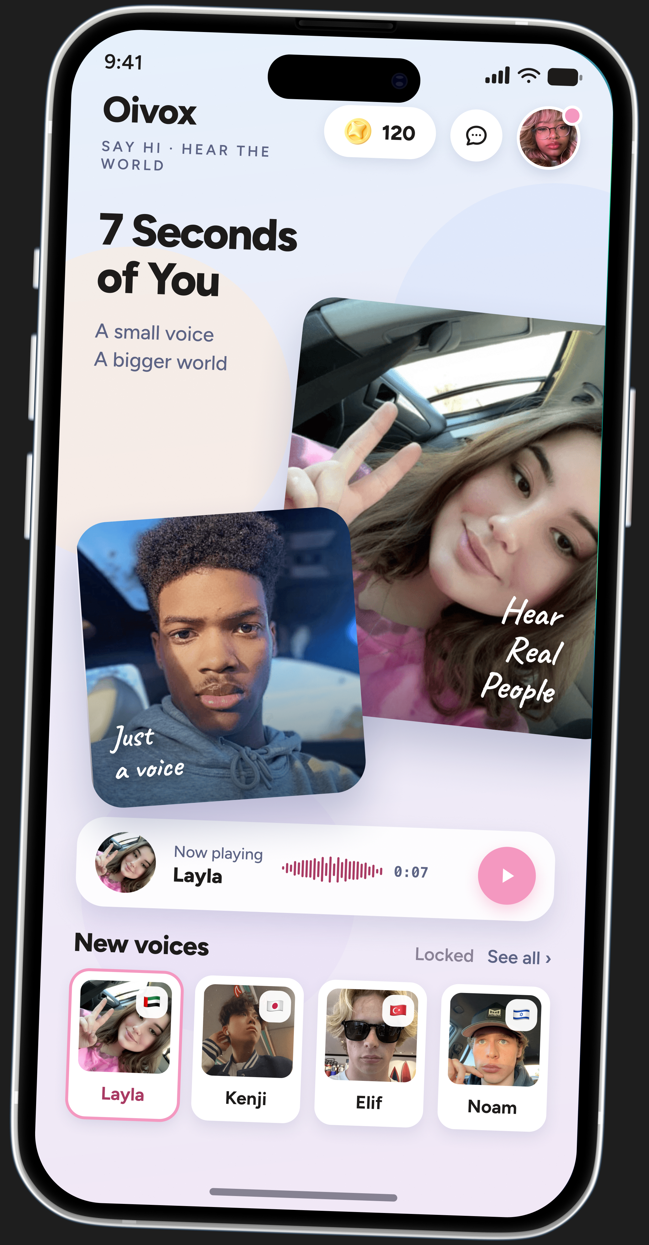 OiVox home screen from the promotional design
